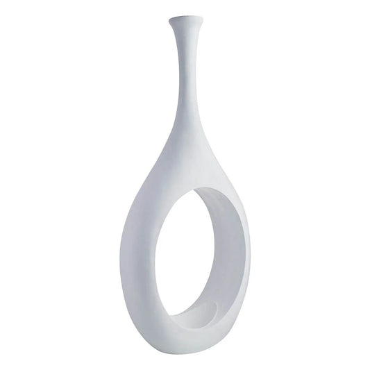 Modern White Open Circle Floor Vase - 48 Inch