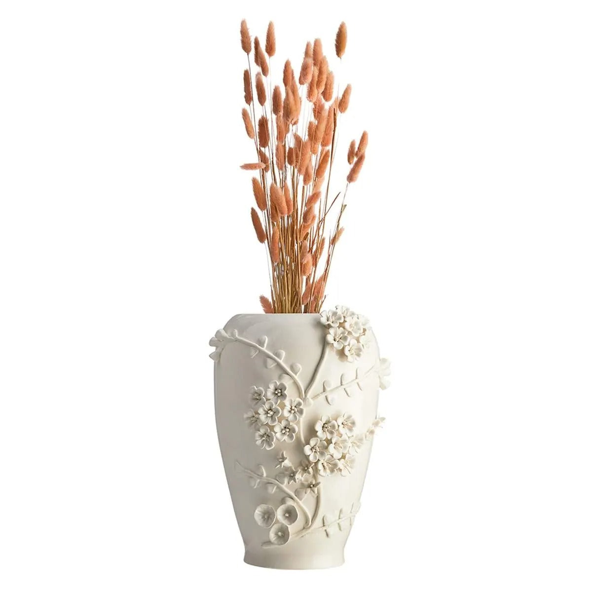 White 3D Flower Ceramic Table Vase - 13.7 Inch