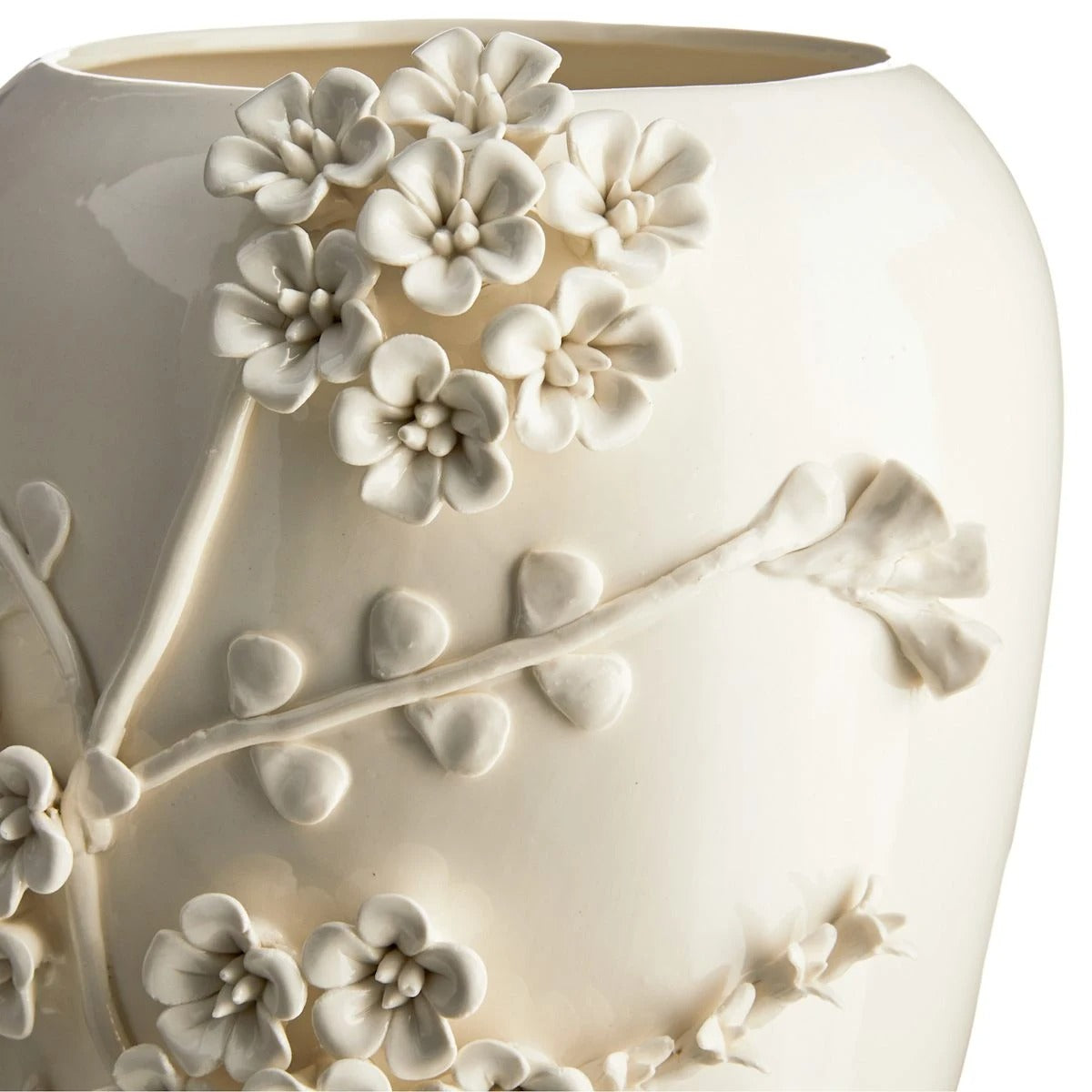 White 3D Flower Ceramic Table Vase - 13.7 Inch