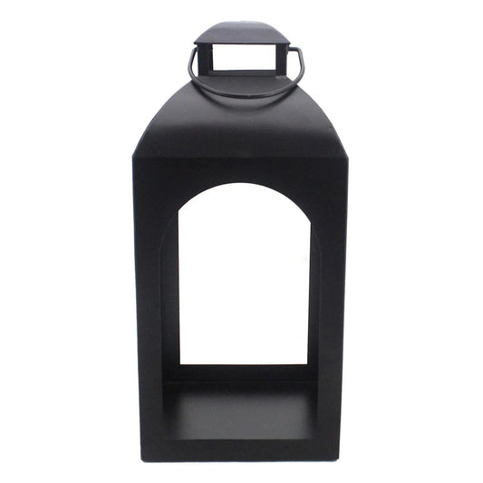Modern Black Metal Arch Candle Lantern - 17 Inch