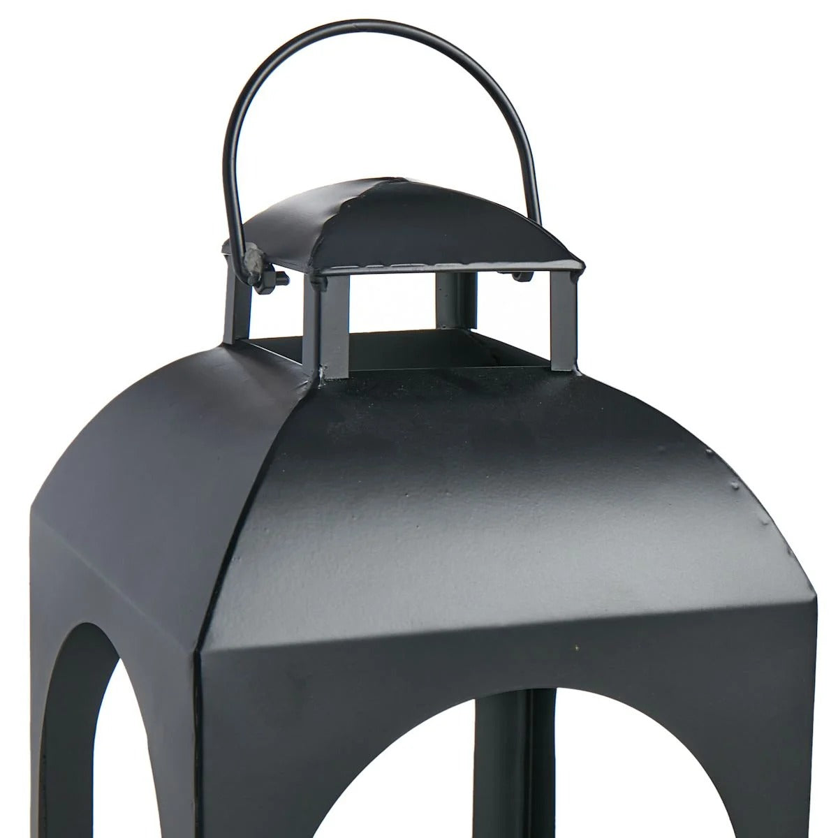 Modern Black Metal Arch Candle Lantern - 17 Inch