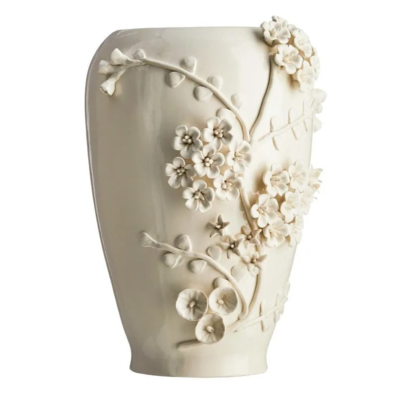 White 3D Flower Ceramic Table Vase - 13.7 Inch