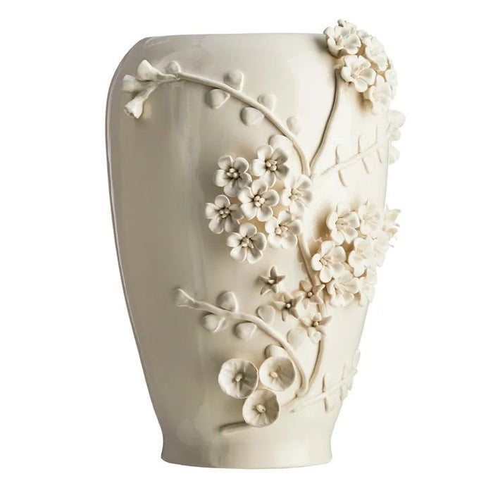 White 3D Flower Ceramic Table Vase - 13.7 Inch