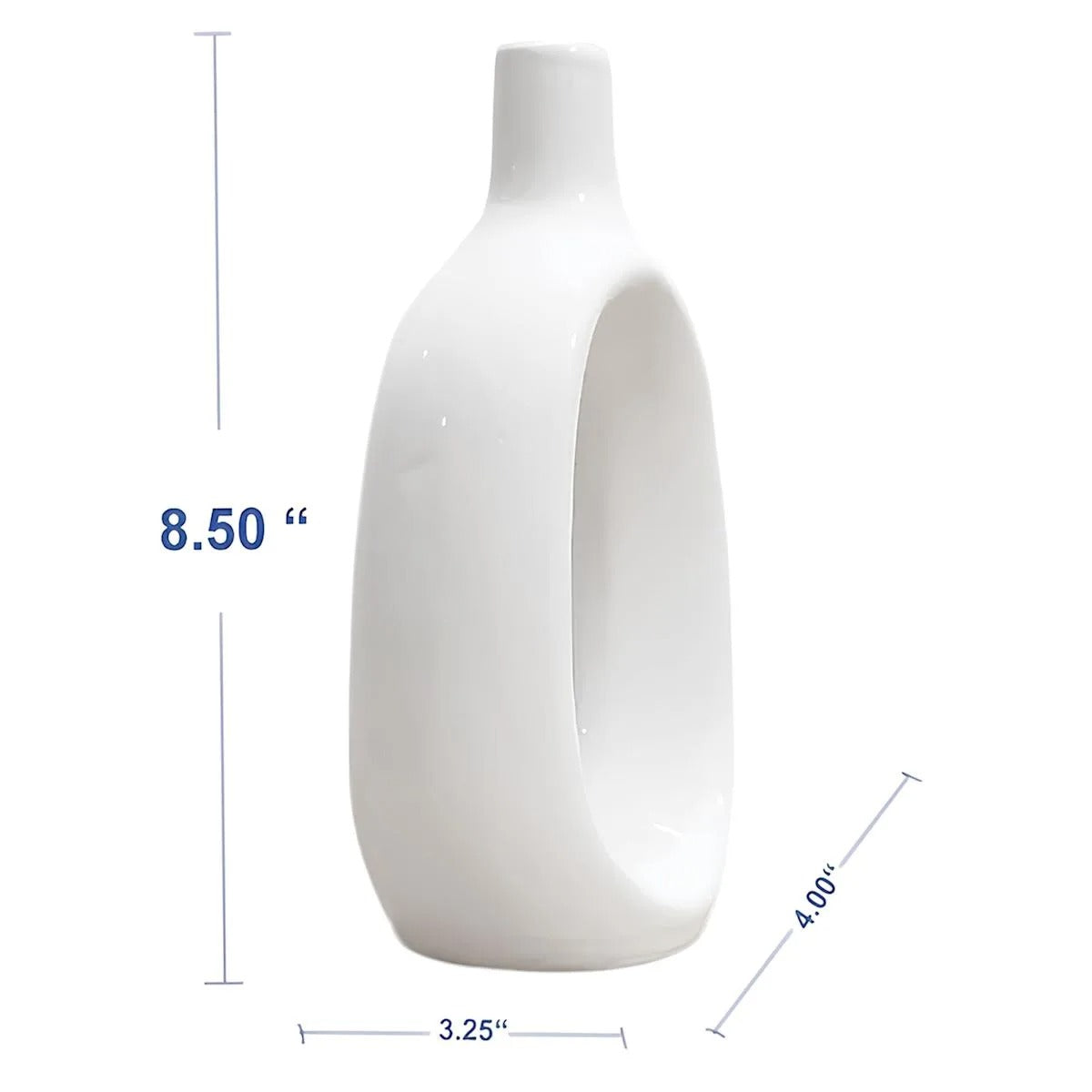 Modern Ivory White Ceramic Table Vase - 8.5 Inch