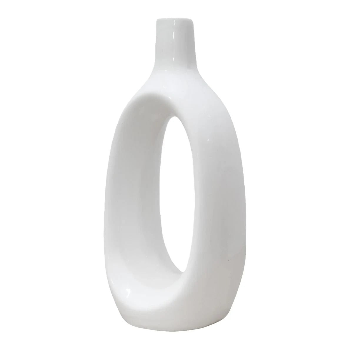 Modern Ivory White Ceramic Table Vase - 8.5 Inch