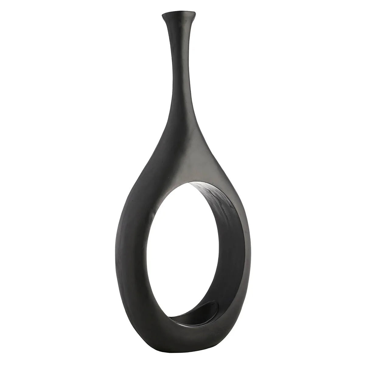 Modern Black Open Circle Floor Vase - 48 Inch Decor